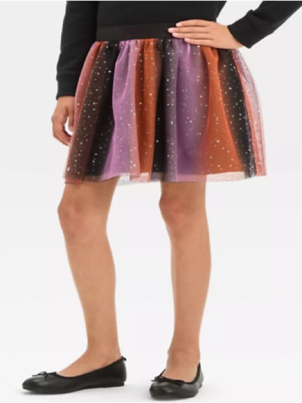 Cat & Jack Girls Halloween Tutu Skirt XS (4/5) Ombre Striped Glitter NWT